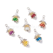 Baking Painted Glass Beaded Pendants Set, with Iron & Alloy Findings, Acrylic Beads, Angel, Mixed Color, 28.5x15.5x11.5mm, Hole: 4x2.5mm, 7pcs/set(PALLOY-JF01465)