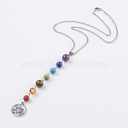 Chakra Jewelry, Natural & Synthetic Gemstone Pendant Necklaces, with 304 Stainless Steel Cable Chains and Brass Lobster Claw Clasps, 18.5 inch(47cm) (NJEW-JN02082)