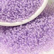 MIYUKI Round Rocailles Beads, Japanese Seed Beads, (RR222) Orchid Lined Crystal, 8/0, 3mm, Hole: 1mm, about 2111~2277pcs/50g(SEED-X0055-RR0222)