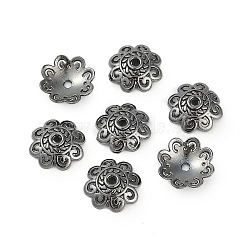 Tibetan Style Bead Caps, Cadmium Free & Lead Free , Flower, Gunmetal, 13.5x3mm, Hole: 2mm(TIBEB-00955-B-RS)