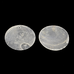 Flat Round Capiz Shell Pendants, WhiteSmoke, 39~40x0.5~1mm, Hole: 1.5mm(X-SSHEL-R035-09)