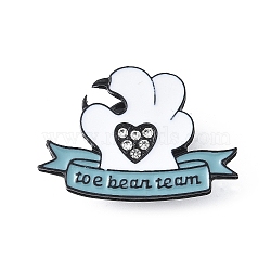 Cute Animal Paw Print with Word Toe Bean Team Enamel Pins, Alloy Rhinestone Brooches for Backpack Clothes, White, 19.5x28mm(JEWB-V002-12C)