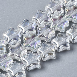 Electroplate Glass Beads Strands, AB color, Star, Clear AB, 8.5x9x4mm, Hole: 0.7mm, about 80pcs/strand, 25.20 inch(64cm)(EGLA-N008-008-A01)