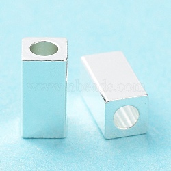 304 Stainless Steel Beads, Cuboid, Silver, 8x4x4mm, Hole: 2mm(STAS-P327-05B-S)