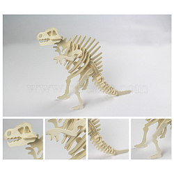 Wood Assembly Animal Toys for Boys and Girls, 3D Puzzle Model for Kids, Spinosaurus, Linen, Finished: 240x105x220mm(WOCR-PW0001-120B)