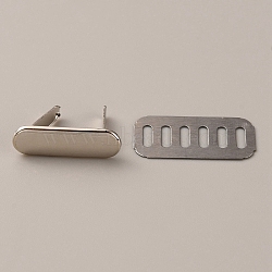 Zinc Alloy Bag Decorative Clasps, Stamping Blank Tags, with Iron Shim, Oval, Platinum, 2.3x0.7x0.15cm(FIND-WH0127-93P)