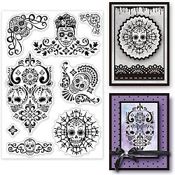 PVC Plastic Stamps, for DIY Scrapbooking, Photo Album Decorative, Cards Making, Stamp Sheets, Skull Pattern, 16x11x0.3cm(DIY-WH0167-56-903)