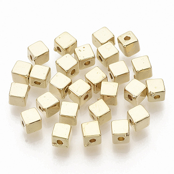 CCB Plastic Beads, Cube, Golden, 4x4x4mm, Hole: 1.4mm