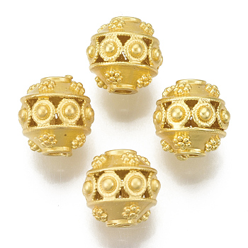 Brass Beads, Round, Matte Style, Matte Gold Color, 11x11mm, Hole: 2.5mm