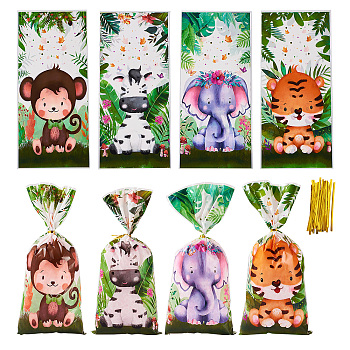 4 Styles DIY Wedding Birthday Party Sweet Candy Cookie Cone Storage, Gift Bags, Animals, 27.6x12.5x0.001cm