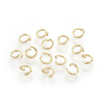 304 Stainless Steel Open Jump Rings, Real 18k Gold Plated, 5x0.8mm, 20 Gauge