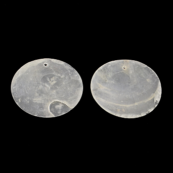 Flat Round Capiz Shell Pendants, WhiteSmoke, 39~40x0.5~1mm, Hole: 1.5mm