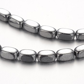 Electroplate Non-magnetic Synthetic Hematite Bead Strands, Cuboid, Silver Plated, 8x4x4mm, Hole: 1mm, about 52pcs/strand, 15.7 inch