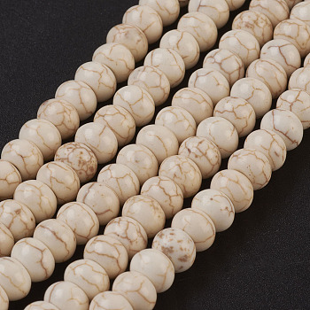 Synthetic Turquoise Beads Strands, Dyed, Rondelle, Creamy White, 6x4mm, Hole: 1mm, about 88~90pcs/strand, 15 inch