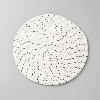 Round Cotton Woven Coasters, Cup Mats, White, 180x6mm