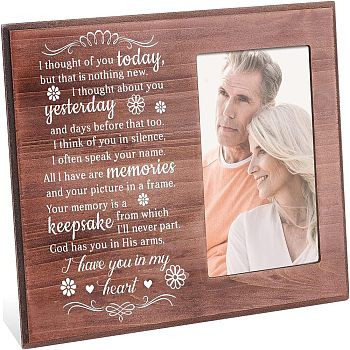 MDF Photo Frames, for Tabletop Display Photo Frame, Rectangle with Word, Floral Pattern, 195x254x12mm