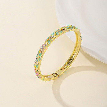 Fashionable Casual Retro Alloy Enamel Hinged Bangles for Women, Medium Aquamarine, Inner Diameter: 2 inch(5.2cm)