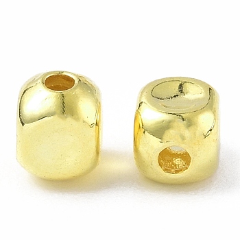Brass Beads, Cube, Real 18K Gold Plated, 3x3x4mm, Hole: 1mm