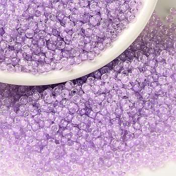 MIYUKI Round Rocailles Beads, Japanese Seed Beads, (RR222) Orchid Lined Crystal, 8/0, 3mm, Hole: 1mm, about 2111~2277pcs/50g