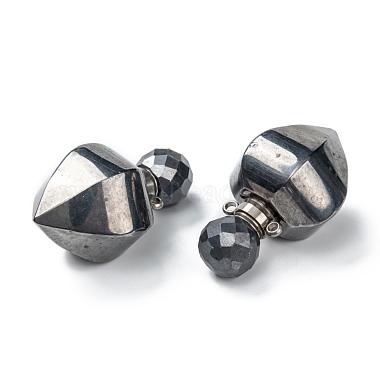 Faceted Synthetic Hematite Openable Perfume Bottle Pendants(G-P435-A-05P)-2