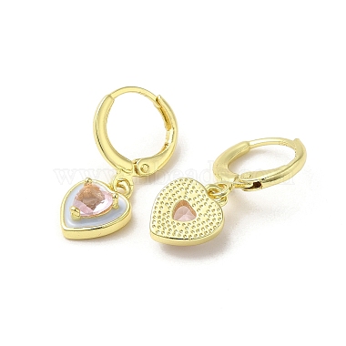 Heart Real 18K Gold Plated Brass Dangle Leverback Earrings(EJEW-L268-025G-03)-2