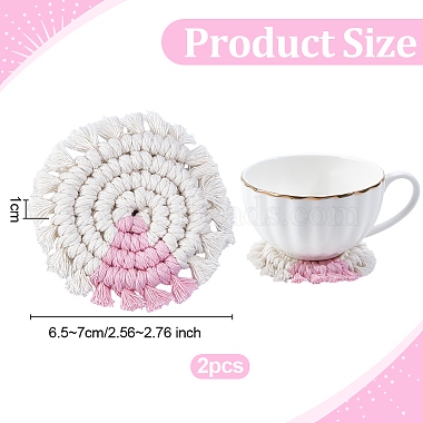 2Pcs Bohemian Macrame Cotton Car Cup Holder Coasters(AJEW-OC0014-44B)-2
