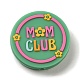 плоские круглые силиконовые бусины с надписью Mom Club(SIL-Q025-02C)-1