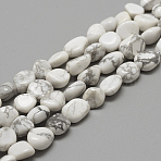 Natural Howlite Beads Strands, Nuggets, 8~15x7~12x4~12mm, Hole: 1mm, about 30~45pcs/strand, 15.7(G-R445-8x10-26)