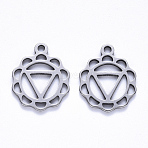 Non-Tarnish 304 Stainless Steel Pendants, Chakra, Manipura, 17.5x14x1mm, Hole: 1.6mm(STAS-S113-007B)