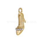 304 Stainless Steel Micro Pave Clear Cubic Zirconia Pendants, High-heel Shoe Charm, Ion Plating(IP), Long-Lasting Plated, Real 14K Gold Plated, Mixed Color, 14x5mm,Hole:1mm(STAS-OY012-46G)