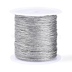 33M 9-Ply Round PET Metallic Thread, Silver, 0.5mm, about 36.09 Yards(33m)/Roll(MCOR-T003-03B)