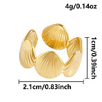 304 Stainless Steel Cuff Open Rings, Shell Shape, Golden, 10mm, inner diameter: 21mm.(AG3815-2)