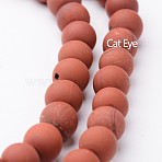 Frosted Round Natural Red Jasper Bead Strands, 6mm, hole: 1mm, about 63~65pcs/strand, 15 inch(G-J346-22-6mm)