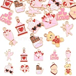 20Pcs 10 Styles Valentine's Day Alloy Enamel Pendants, Light Gold, Mixed Shapes, 14.5~24x10~17x1.5mm, Hole: 1.6~1.8mm, 2pcs/style(ENAM-YW0008-67)