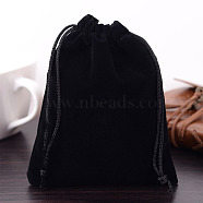 Rectangle Velvet Pouches, Gift Bags, Black, 15x12cm(X-TP-R022-12x15-01)