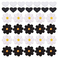 60Pcs 4 Style Sunflower & Love Heart Shape Computerized Embroidery Cloth Iron on/Sew on Patches, Costume Accessories, Appliques, Mixed Color, 20~40x26~40x1~1.5mm, 15pcs/style(DIY-GF0006-77)