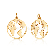 201 Stainless Steel Pendants, Ring with Map, Golden, 20x17.5x1mm, Hole: 3mm(STAS-S105-T562D-2)