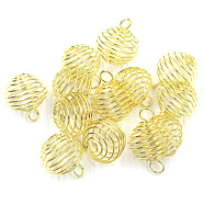 Iron Wire Pendants, Hollow, Round, Golden, 30x25mm, Hole: 2.5mm(IFIN-TAC0002-09D-G)