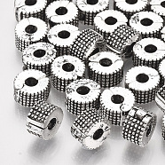Alloy European Style Clasps, Column, Antique Silver, 9x6mm, Hole: 3mm(PDLC-R001-19AS)