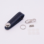 PU Leather Keychain, with Zinc Alloy Accessories, Midnight Blue, 10.5x1.96cm(KEYC-WH0018-30B)