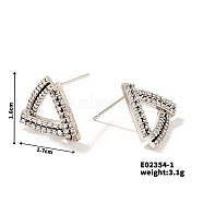 Elegant Hollow Triangle Diamond Stud Earrings for Women Trendy Fashion, Platinum, 16x17mm(BG4939-1)