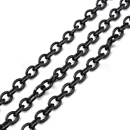 304 Stainless Steel Textured Cable Chains, Unwelded, with Spool, Electrophoresis Black, 8x6x1.3mm, 32.8 Feet(10m)/roll(CHS-O010-04EB)