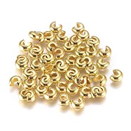 Brass Crimp Beads Covers, Golden, 6.5x5.5x3.5mm, Hole: 2mm, about 100pcs/bag(KK-CJC0001-06C-G)