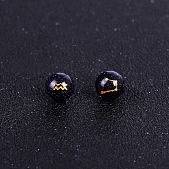 Synthetic Blue Goldstone Carved Constellation Beads, Round Beads, Aquarius, 10mm(PW-WG92554-11)