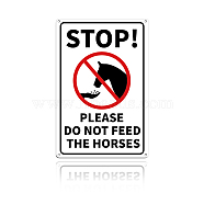 UV Protected & Waterproof Aluminum Warning Signs, STOP PLEASE DO NOT FEED THE HORSES, Colorful, 30x20cm, Hole: 4mm(AJEW-WH0111-K21)