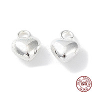 925 Sterling Silver Charms, Heart, Silver, 6x4x2.5mm, Hole: 1.2mm(STER-H106-01D-S)