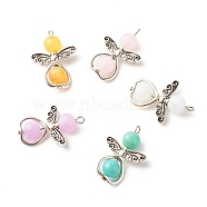 Acrylic Pendants, with Alloy Charms and Iron Loops, Angel, Mixed Color, 29~30x21.5x8mm, Hole: 2.4mm, 10pcs/set(PALLOY-JF01234-S)