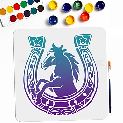 US 1Pc PET Hollow Out Drawing Painting Stencils, with 1Pc Art Paint Brushes, for DIY Scrapbook, Photo Album, Horse, 300x300mm(DIY-MA0003-43E)