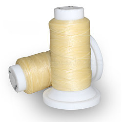 Flat Waxed Polyester Cord, for Leather Sewing Stitching, Bisque, 0.8mm, about 54.68 yards(50m)/roll(OCOR-E021-A02)