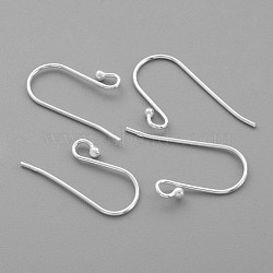 Sterling Silver Earring Hooks, Silver, 25x15mm, Hole: 2mm, Pin: 0.8mm(X-STER-G011-18)